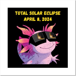 Total Solar Eclipse 2024 Grunge Axolotl Posters and Art